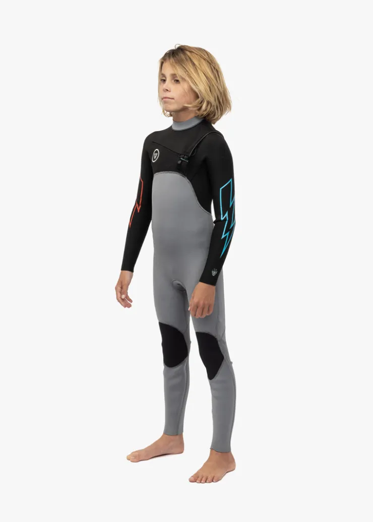 7 Seas Boys 4-3 Bolt Full Chest Zip Wetsuit-Vissla Hot