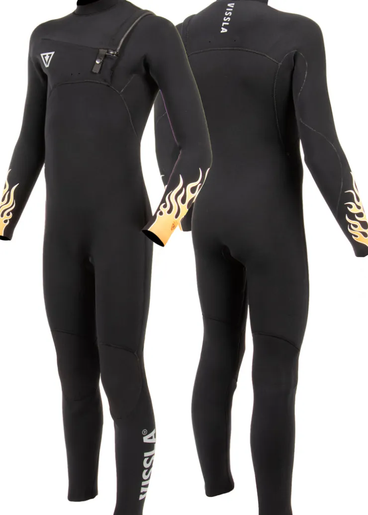 High Seas Boys Fire 3-2 Full Chest Zip Wetsuit-Vissla Best